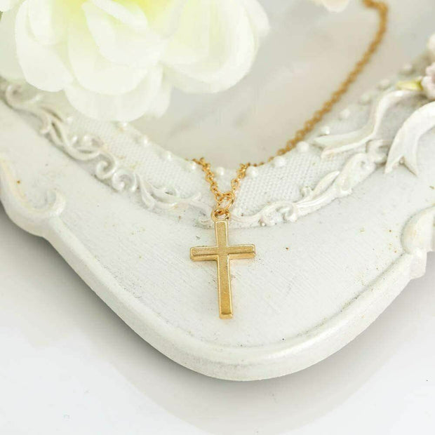 Christian Religious Silver Gold Chain Pendant Charm Small Cross Necklace Choker