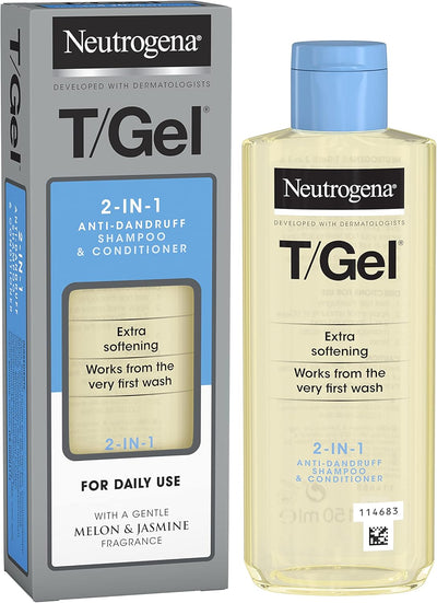 Neutrogena T/Gel 2 in 1 Anti-Dandruff Shampoo and Conditioner (1X 150Ml), Shampoo and Conditioner to Help Fight Dandruff from First Wash, Haircare for Soft and Shiny Healthy-Looking Hair and Scalp