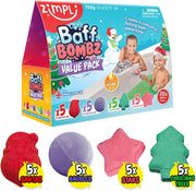 12 X Christmas Bath Bomb Gift Set from Zimpli Kids, Great Value Stocking Fillers for Children, Bath Fizzers, Xmas Presents for Boys & Girls, Organic, Moisturising, Vegan Friendly & Cruelty Free