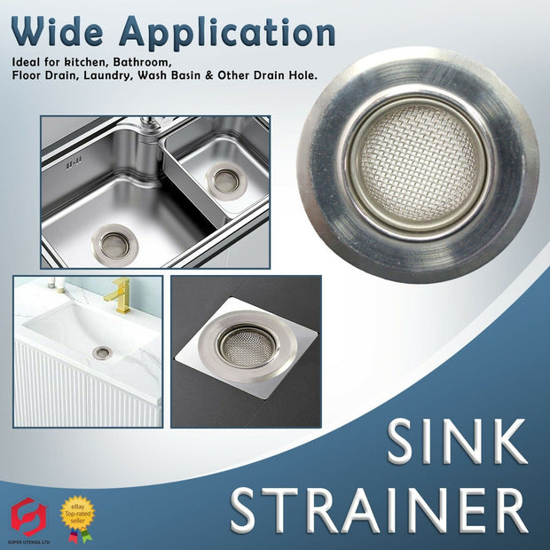 STAINLESS STEEL SINK BATH PLUG HOLE STRAINER DRAINER BASIN HAIR TRAP COVER