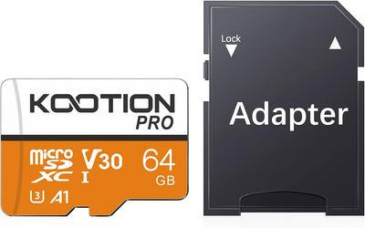 KOOTION 64 GB Micro SD Card, 4K Camera Pro, UHD Video for Gopro, Action Camera, Drone, Smartphone, R/W up to 90/35 Mb/S Microsdxc Memory Card UHS-I U3 A1 V30