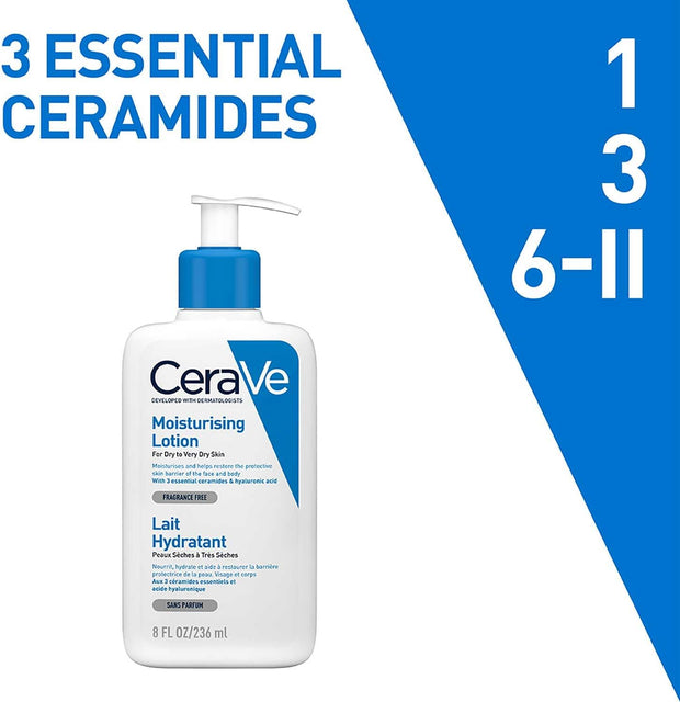 Cerave Moisturising Lotion, Face & Body, with 3 Essential Ceramides & Hyaluronic Acid, for Dry to Very Dry Skin