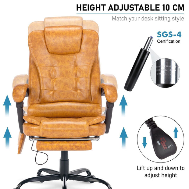 Massage Office Chair Gaming Computer Desk Swivel Recliner Chair Leather Footrest