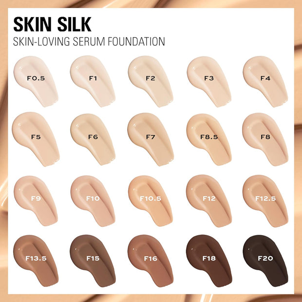 Makeup Revolution, Skin Silk Serum Foundation, Light to Medium Coverage, Contains Hyaluronic Acid, F7, 23Ml