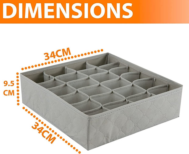 3CPS FOLDABLE UNDERWEAR BRA FABRIC SOCKS BOX STORAGE ORGANISER DRAWER DIVIDERS