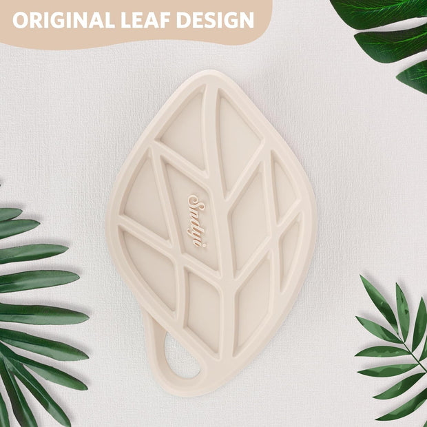 Silicone Body Scrubber, Gentle Exfoliating Body Scrubber for Sensitive Skin, Leaf Shaped Silicone Shower Scrubber for Body with Lathering Bristles, Silicone Loofah Body Brush, Oatmeal