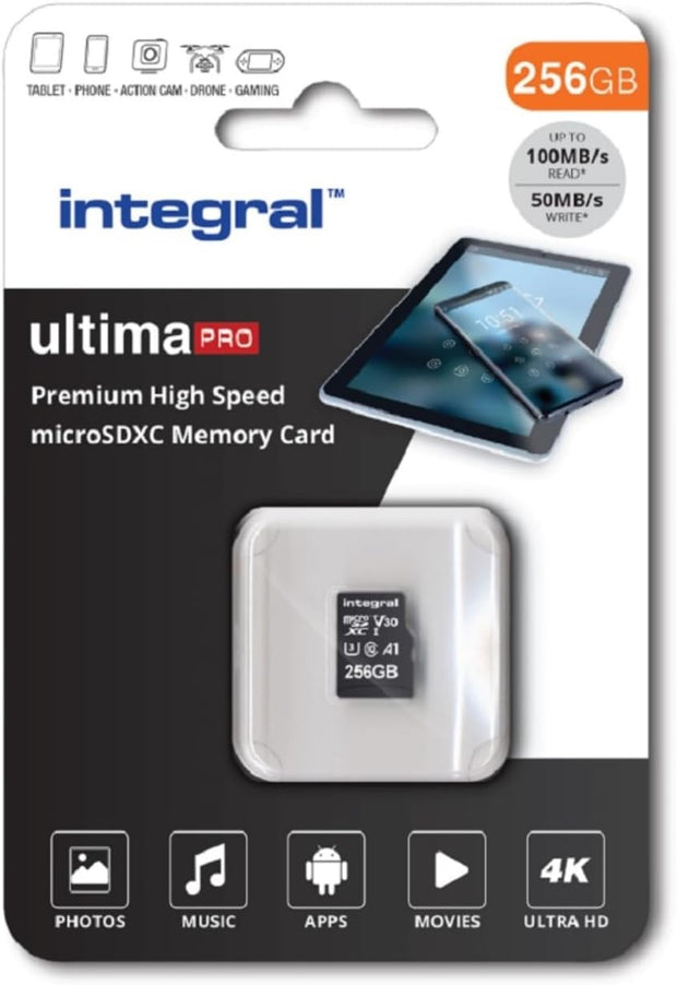 Integral 128GB Micro SD Card 4K Video Premium High Speed Memory Card SDXC up to 100MB S Read and 50MB S Write Speed V30 C10 U3 UHS-I A1
