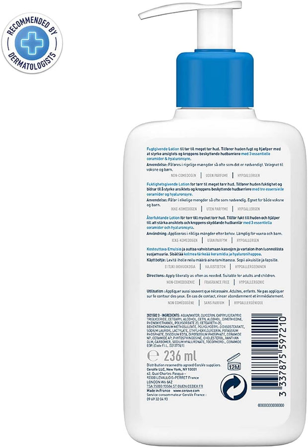 Cerave Moisturising Lotion, Face & Body, with 3 Essential Ceramides & Hyaluronic Acid, for Dry to Very Dry Skin