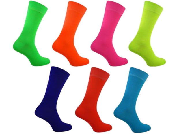 1 Mens Neon Teddy Boy Bright Day-Glow Fancy Dress Retro Party Socks UK 6-11