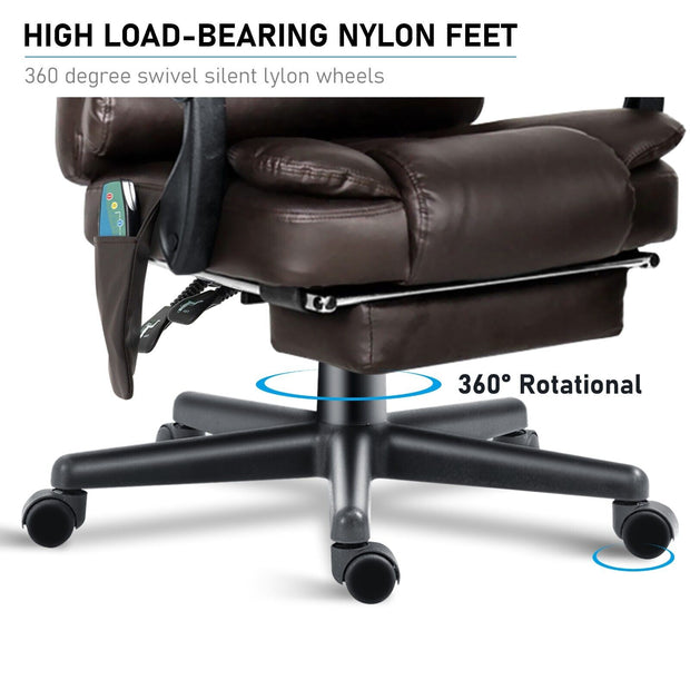 Massage Office Chair Gaming Computer Desk Swivel Recliner Chair Leather Footrest
