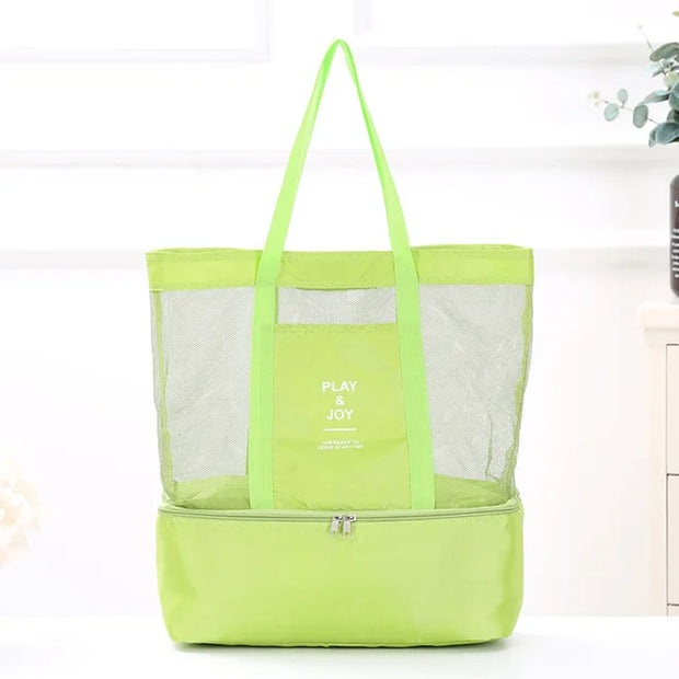 New Thermal Insulation Bag Handheld Lunch Bag Useful Shoulder Bag Cooler Picnic Bag Mesh Beach Tote Bag Food Drink Storage