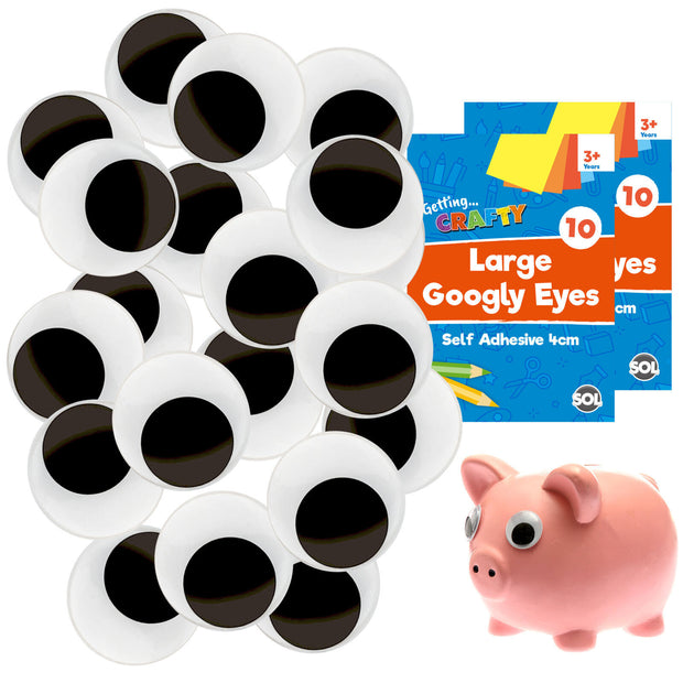10-50 Large Self Adhesive Googly Eyes 40Mm Stick on Sticky Wobbly Wiggly Craft