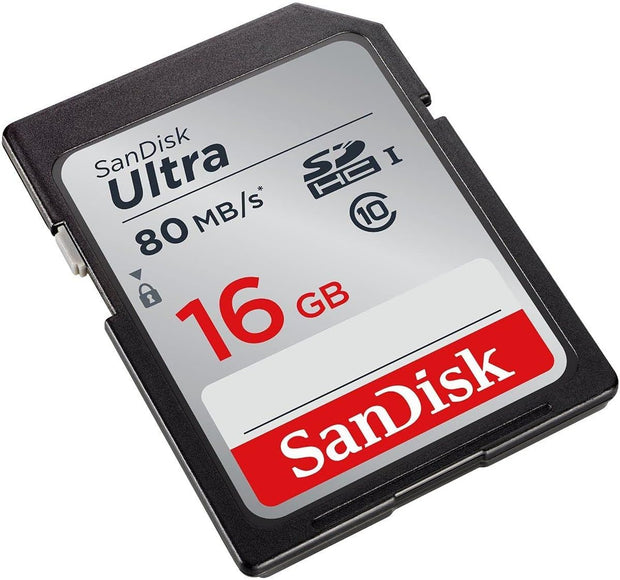 Sandisk Ultra SDHC Memory Card up to 80 Mb/S, Class 10, 16 GB, Black/Grey