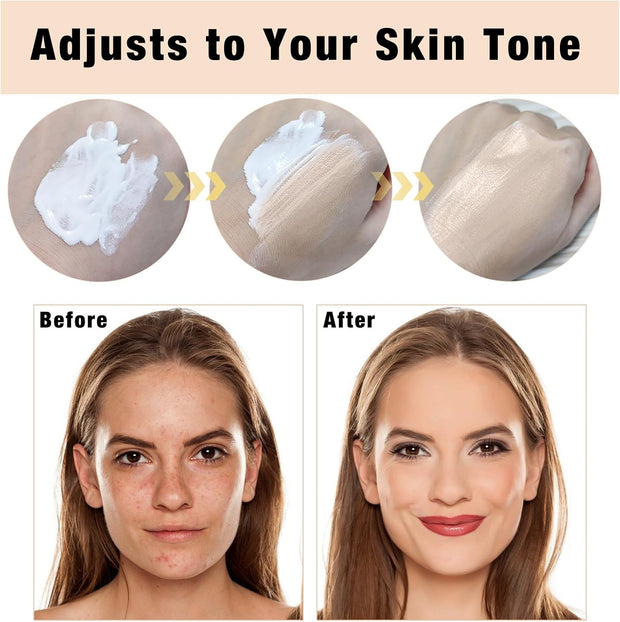 2Pcs Color Changing Foundation Spf15,Seamless Tone-Matching,Long-Lasting Hydration Nourishment, and Sun Protection for All Skin