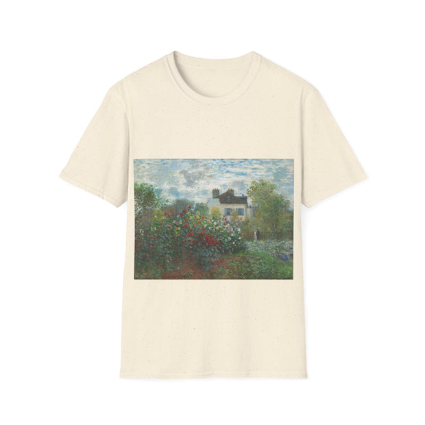 The Artist's Garden in Argenteuil (A Corner of the Garden with Dahlias)_1873_Claude Monet soft cotton shirt