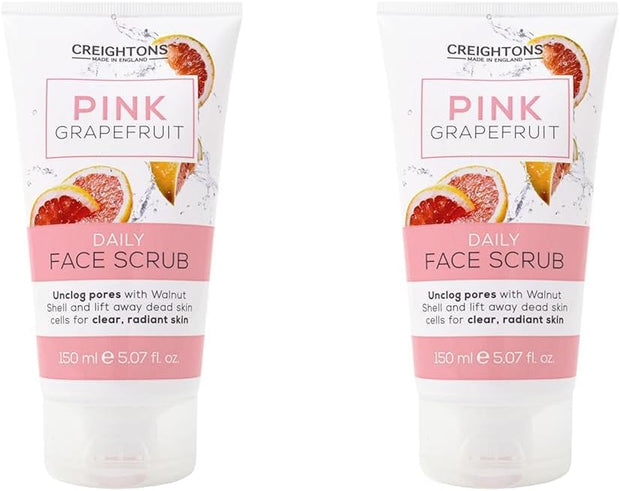 Pink Grapefruit Daily Face Scrub (150Ml) - Unclog Pores with Walnut Shell and Lift Away Dead Skin Cells for Clear, Radiant Skin. Dermatologically Tested. (Pack of 2)