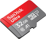 Sandisk 32GB Ultra Microsdhc Card + SD Adapter up to 120 Mb/S with A1 App Performance UHS-I Class 10 U1