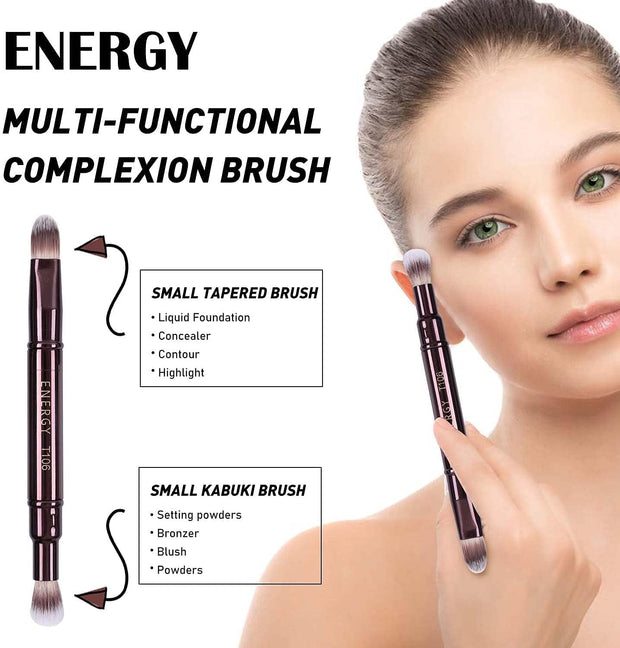 Dual-Ended 2-In-1 Concealer Brush, Blending Brush, Highlighter Brush, Travel Makeup Brush for Liquid, Cream, Powder Makeup (Gift for Her, Gift for Woman)