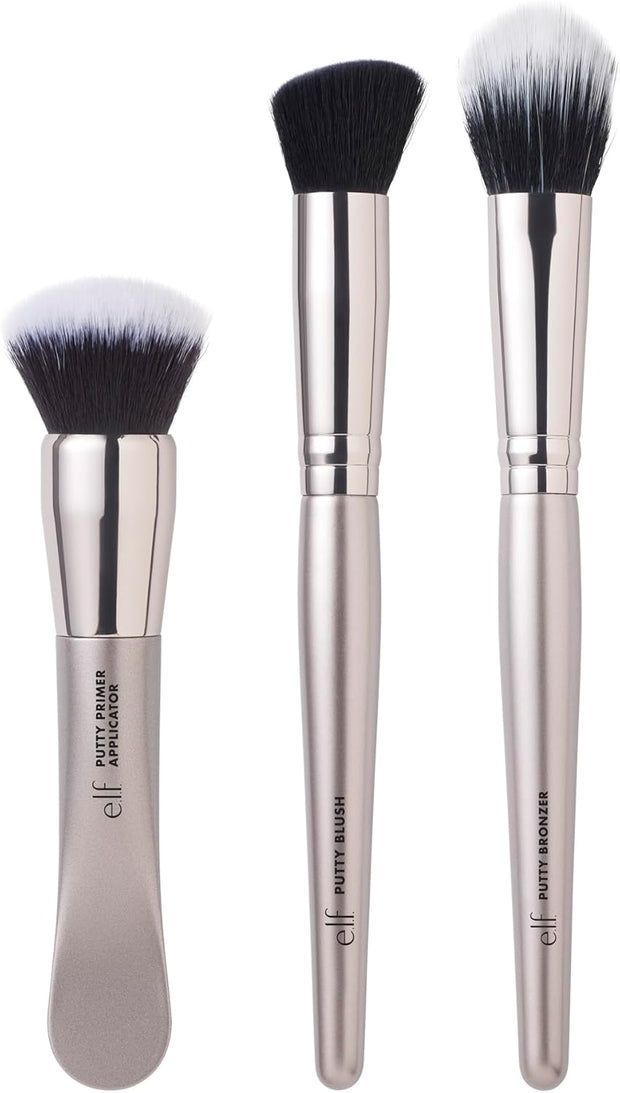 Putty Tools Trio, Set of 3 Face Makeup Brushes for Putty Products, Helps You Easily Blend Putty Primer, Blush & Bronzer, Vegan & Cruelty-Free