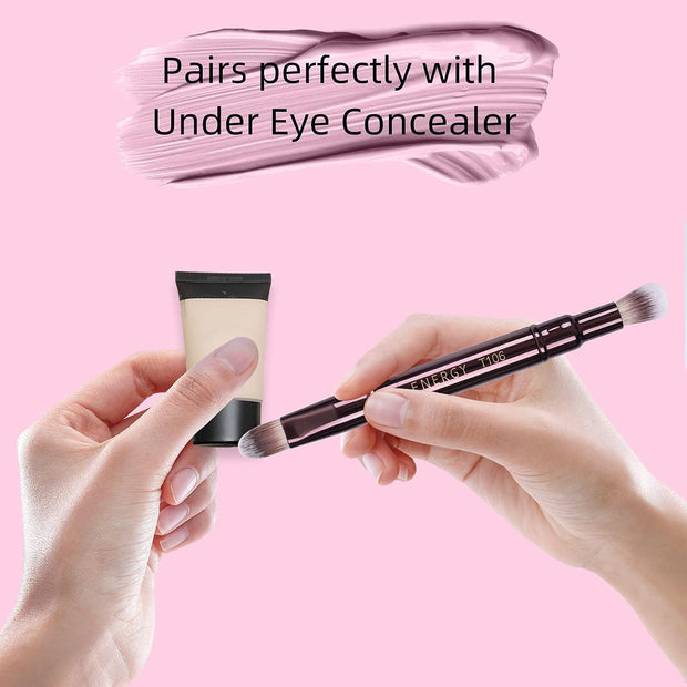 Dual-Ended 2-In-1 Concealer Brush, Blending Brush, Highlighter Brush, Travel Makeup Brush for Liquid, Cream, Powder Makeup (Gift for Her, Gift for Woman)