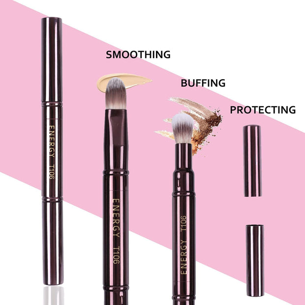 Dual-Ended 2-In-1 Concealer Brush, Blending Brush, Highlighter Brush, Travel Makeup Brush for Liquid, Cream, Powder Makeup (Gift for Her, Gift for Woman)