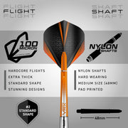 RED DRAGON Amberjack Tungsten Darts Set with Darts Flights & Dart Stems (Shafts) – Professional 90% Tungsten Premium Darts Set – Available in 22G, 23G, 24G, 25G, 26G, 27G, 28G, 30G