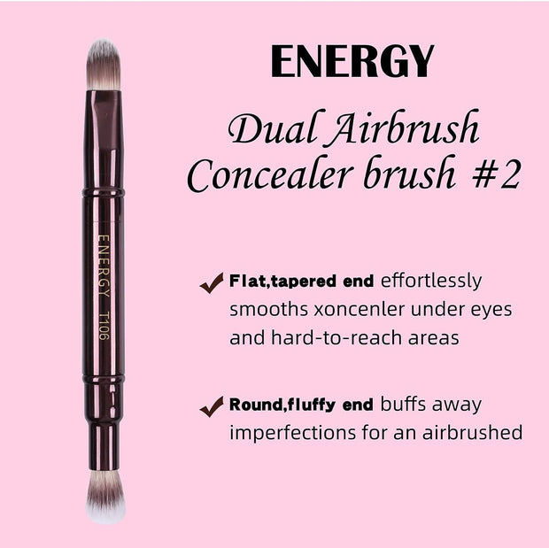 Dual-Ended 2-In-1 Concealer Brush, Blending Brush, Highlighter Brush, Travel Makeup Brush for Liquid, Cream, Powder Makeup (Gift for Her, Gift for Woman)
