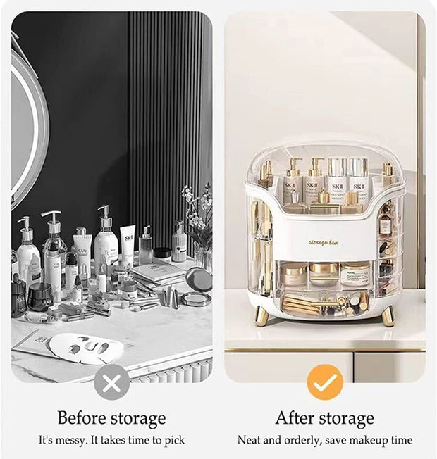 Xlarge Cosmetic Skincare Organiser Tabletop Make-Up Storage Case 2 Drawers Box