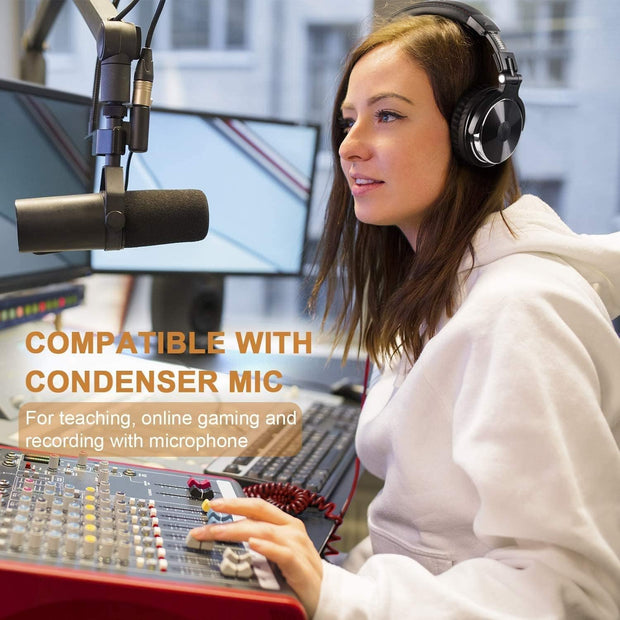 Oneodio over Ear Headphone Studio Wired Bass Headsets with 50Mm Driver, Foldable Lightweight Headphones with Shareport and Mic for DJ Recording Monitoring Mixing Podcast Guitar PC TV