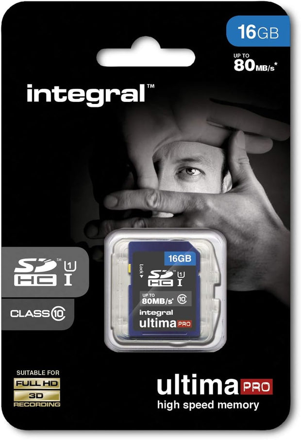 Integral INSDH16G10-80U1 Ultimapro 16 GB SDHC Class 10 Memory Card