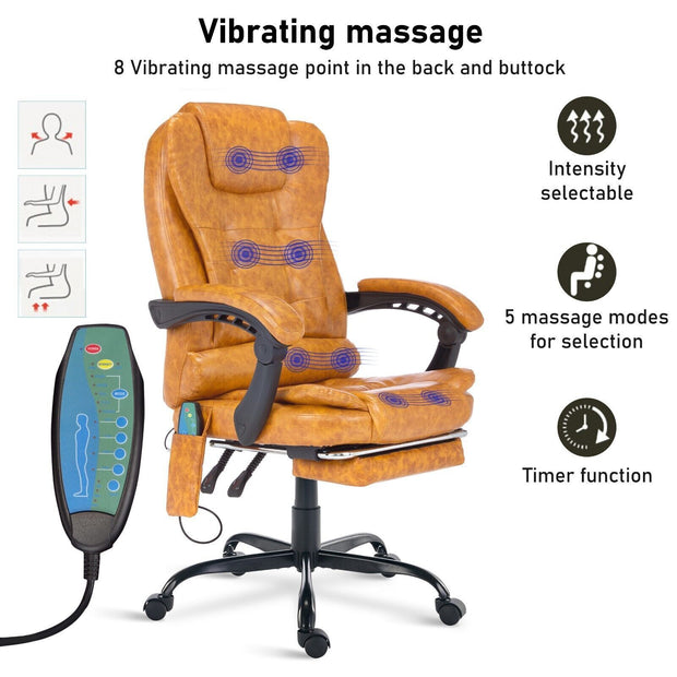 Massage Office Chair Gaming Computer Desk Swivel Recliner Chair Leather Footrest