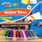 10 Glitter Tubes Assorted Colours Shaker Sparkle Pots Art Craft Kids Card Making