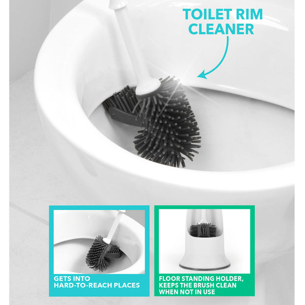 Beldray Toilet Brush & Holder Antibac Silicone Non-Scratch Bristles Easy Grip