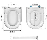 Toilet Seat Soft Close White Top D Shape Quick Release Fixing Hinges Bathroom UK