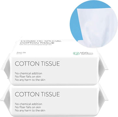 2Pack Disposable Towel Cotton Tissues Makeup Facial Pads for Removing Face Eye Makeup and Nail Polish Plain Weave