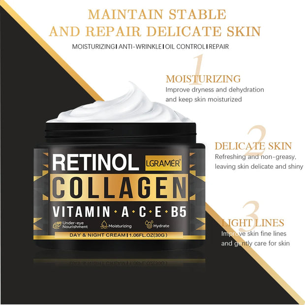 Collagen & Retinol Cream anti Aging Whitening Cream Face Moisturizer anti Wrinkle Day & Night Retinol Moisturizer Face Cream