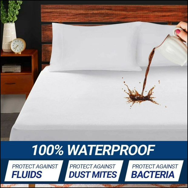 Extra Deep Waterproof Terry Towel Mattress Protector Bed Sheet Cover Non Allergy