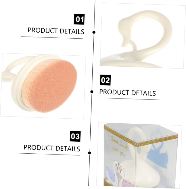 Housoutil Makeup Brush Creative Swan Handle Portable Flat Top Foundation Brush for Effortless Application of Liquid and Powder Cosmetics for Smooth Finishing