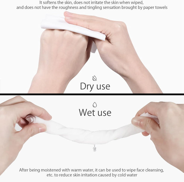 2Pack Disposable Towel Cotton Tissues Makeup Facial Pads for Removing Face Eye Makeup and Nail Polish Plain Weave