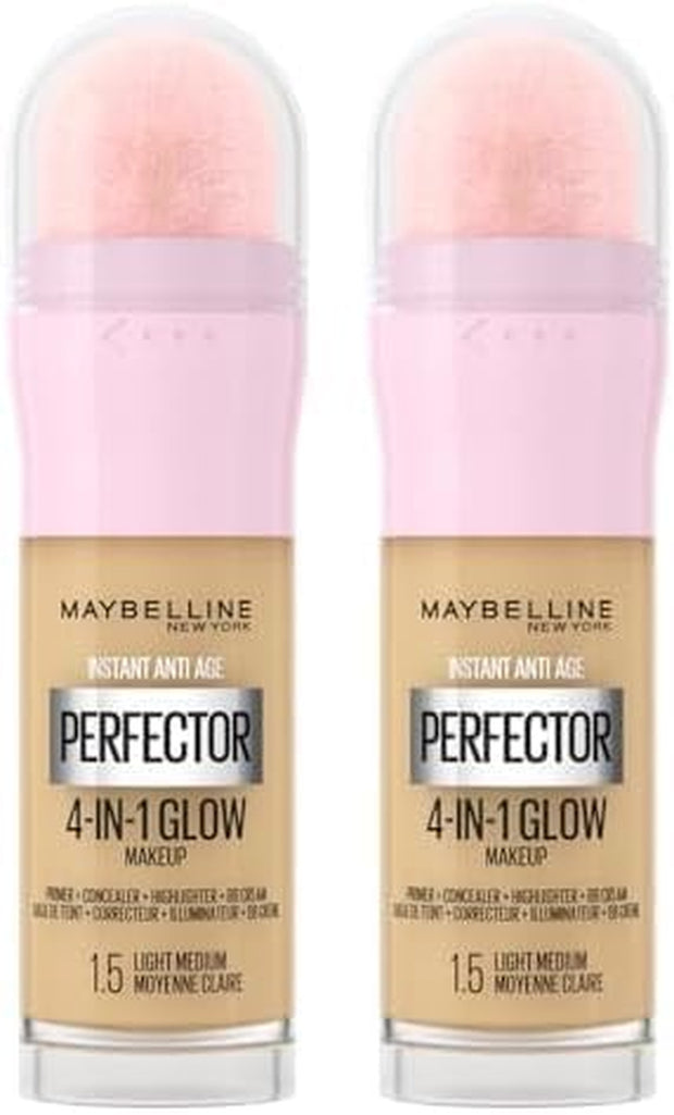 Maybelline New York Instant anti Age Rewind Perfector, 4-In-1 Glow Primer, Concealer, Highlighter, Self-Adjusting Shades, Evens Skin Tone with a Glow Finish, Shade:01 Light