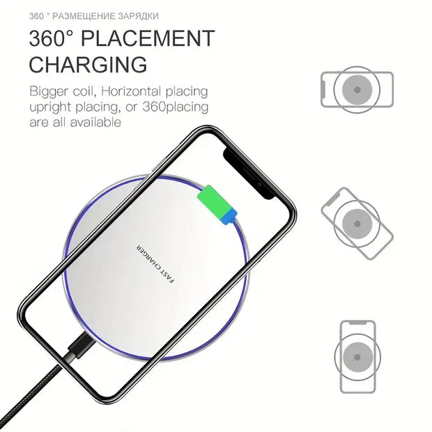 Wireless Charger Mobile Phone Chargers Pad Stand for Iphone 15 14 13 12 11 Pro Max 8 Samsung Xiaomi Fast Charging Dock Station