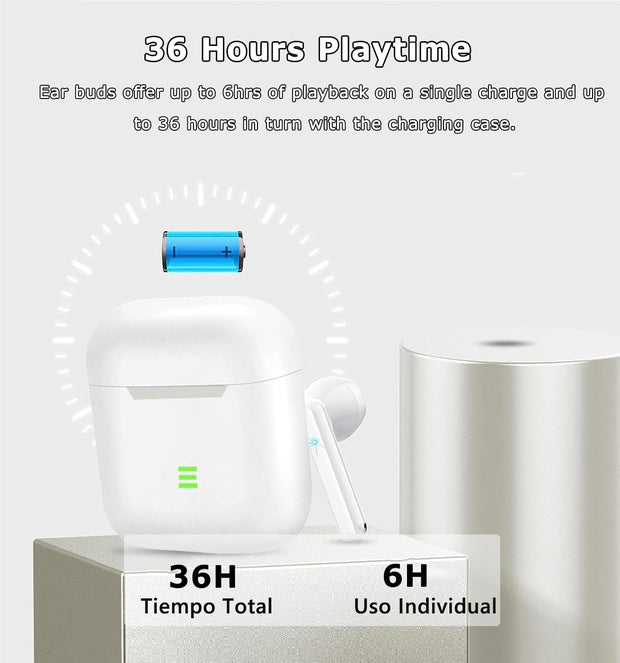 Wireless Earbuds, Bluetooth 5.3 Headphones in Ear Buds with Hifi Stereo, Wireless Earphones with ENC Noise Cancelling Mic, 36H Playtime, IP7 Waterproof Bluetooth Earbuds for Iphone/Android/Samsung