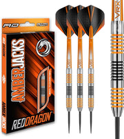 RED DRAGON Amberjack Tungsten Darts Set with Darts Flights & Dart Stems (Shafts) – Professional 90% Tungsten Premium Darts Set – Available in 22G, 23G, 24G, 25G, 26G, 27G, 28G, 30G