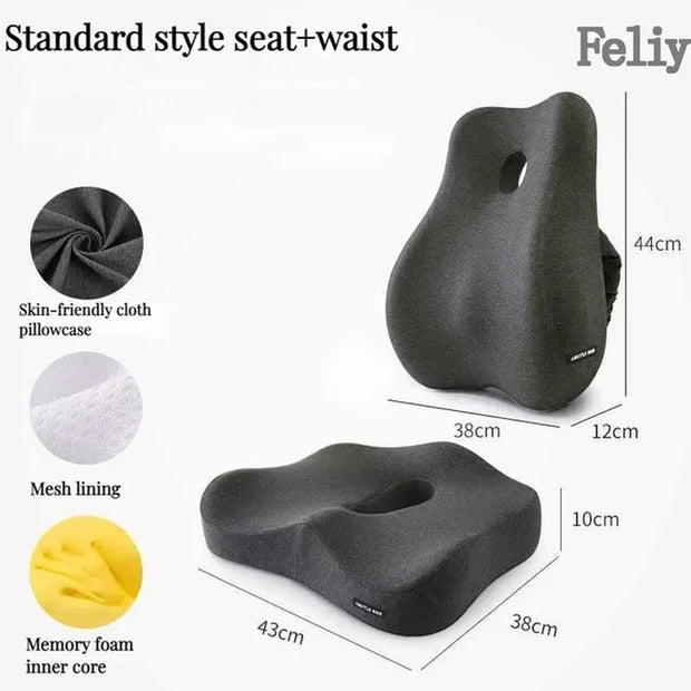 Memory Foam Waist Cushion Massage Back Orthopedic Pillow Lumbar Office Chair Cushion Car Seat Support Pad Buttock Coccyx Pillows