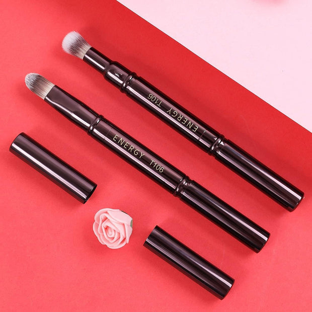 Dual-Ended 2-In-1 Concealer Brush, Blending Brush, Highlighter Brush, Travel Makeup Brush for Liquid, Cream, Powder Makeup (Gift for Her, Gift for Woman)