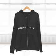 Cyberpunk style city skyline zip hoodie