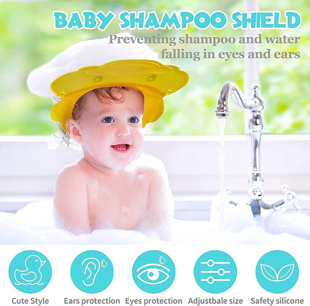 Baby Shower Cap Kids Shower Hat, Adjustable Children Shampoo Cap and Visor, Child Shampoo Shower Shield, Eyes and Ears Waterproof Hat