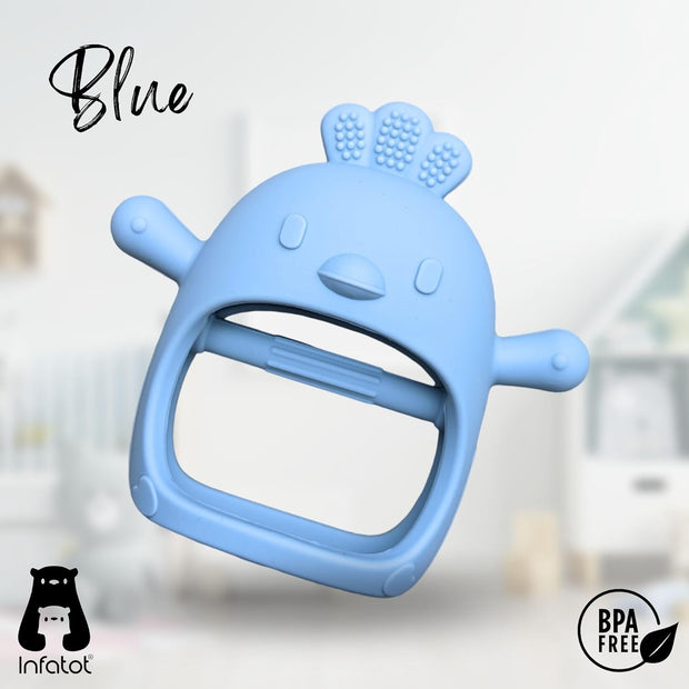 ® Teething Toys for Baby - Baby Teether, New Infant Silicone Chipmunk Teether Mitten Baby Teething Glove Prevents Finger Sucking, Teethers for Babies, Teething Mitten for Babies - CM Blue