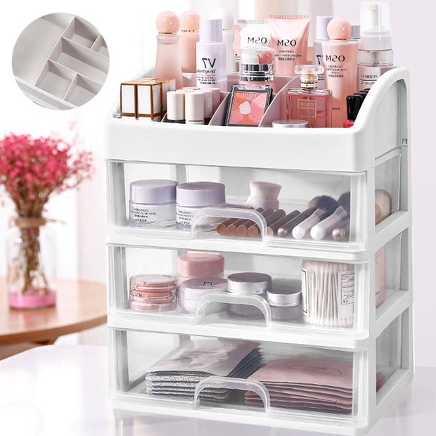 Xlarge Cosmetic Skincare Organiser Tabletop Make-Up Storage Case 2 Drawers Box