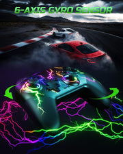 VOYEE Switch Controller Compatible with Switch/Lite/Oled/Pc Windows, RGB Lightning Programmable 1000Mah Wireless Pro Controller with One Key Pairing Wake up Vibration Turbo